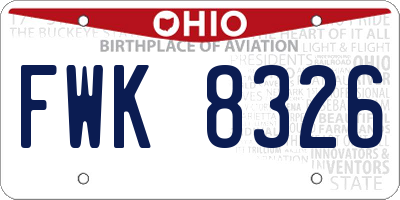 OH license plate FWK8326