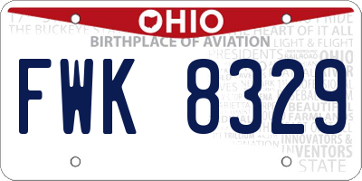 OH license plate FWK8329
