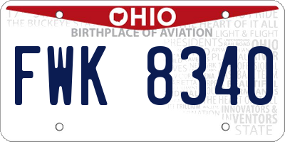 OH license plate FWK8340