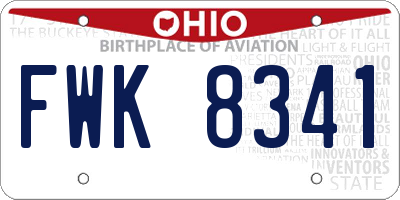 OH license plate FWK8341