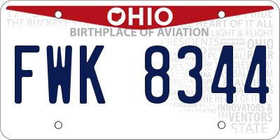 OH license plate FWK8344