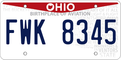 OH license plate FWK8345