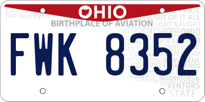 OH license plate FWK8352