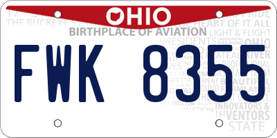 OH license plate FWK8355