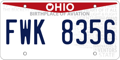 OH license plate FWK8356