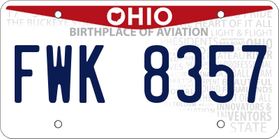 OH license plate FWK8357