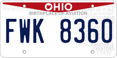 OH license plate FWK8360