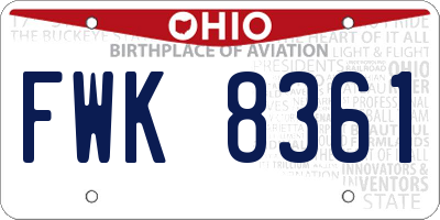 OH license plate FWK8361