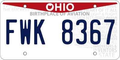 OH license plate FWK8367