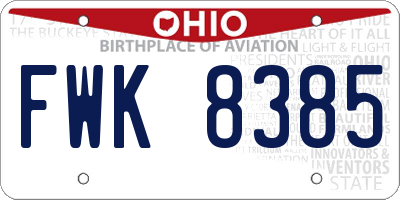 OH license plate FWK8385