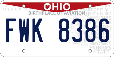 OH license plate FWK8386