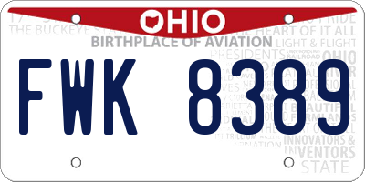 OH license plate FWK8389