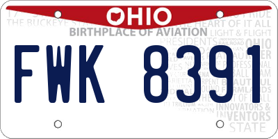 OH license plate FWK8391