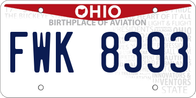 OH license plate FWK8393