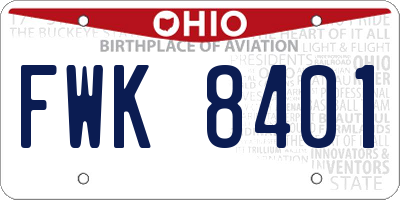 OH license plate FWK8401