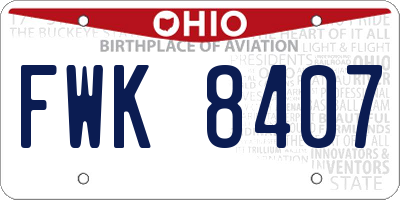OH license plate FWK8407