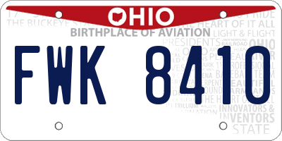 OH license plate FWK8410