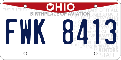 OH license plate FWK8413