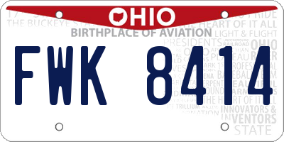 OH license plate FWK8414