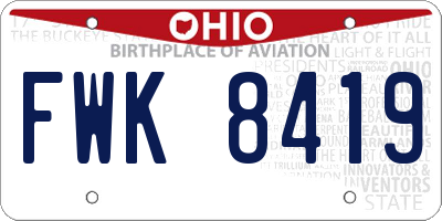 OH license plate FWK8419