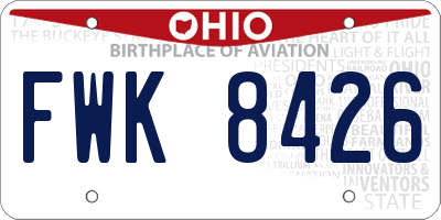 OH license plate FWK8426