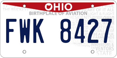 OH license plate FWK8427