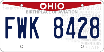 OH license plate FWK8428