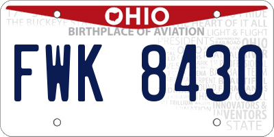 OH license plate FWK8430