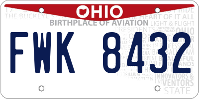 OH license plate FWK8432