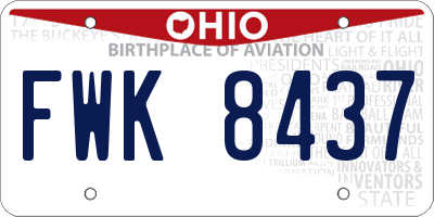 OH license plate FWK8437