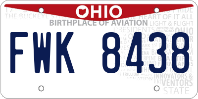 OH license plate FWK8438