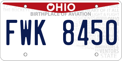 OH license plate FWK8450