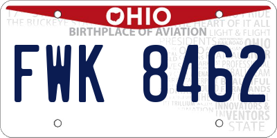 OH license plate FWK8462