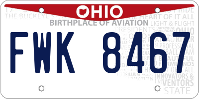 OH license plate FWK8467