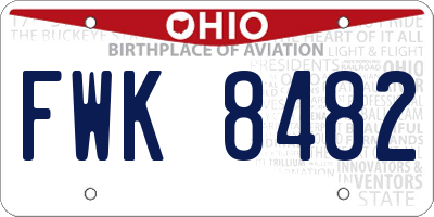 OH license plate FWK8482