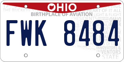 OH license plate FWK8484