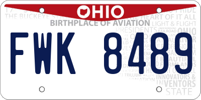 OH license plate FWK8489