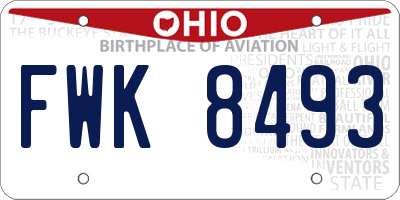 OH license plate FWK8493
