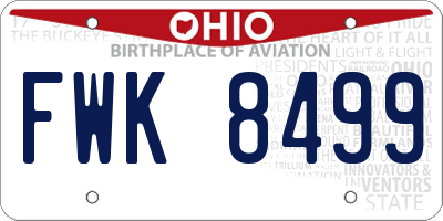 OH license plate FWK8499