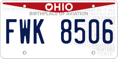 OH license plate FWK8506