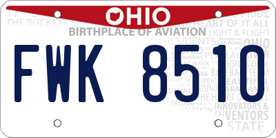 OH license plate FWK8510