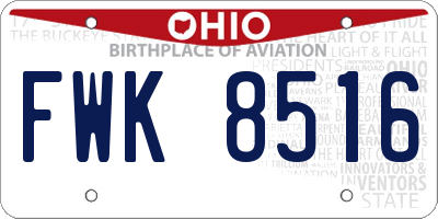 OH license plate FWK8516