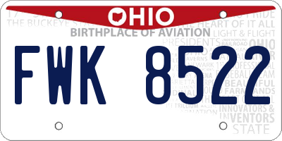 OH license plate FWK8522