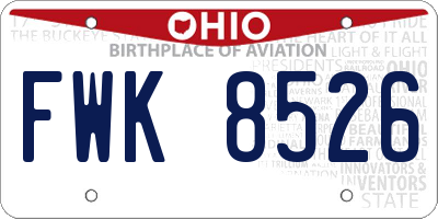 OH license plate FWK8526