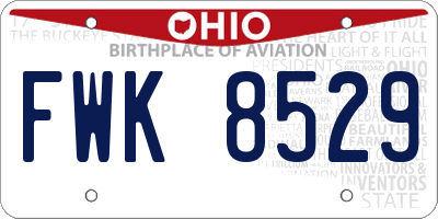 OH license plate FWK8529