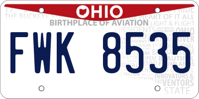 OH license plate FWK8535