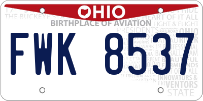 OH license plate FWK8537