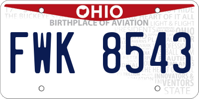 OH license plate FWK8543