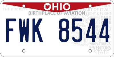 OH license plate FWK8544