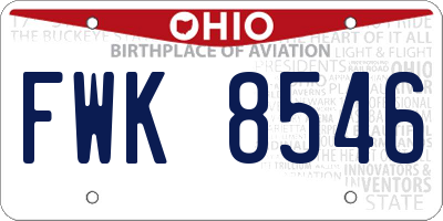 OH license plate FWK8546